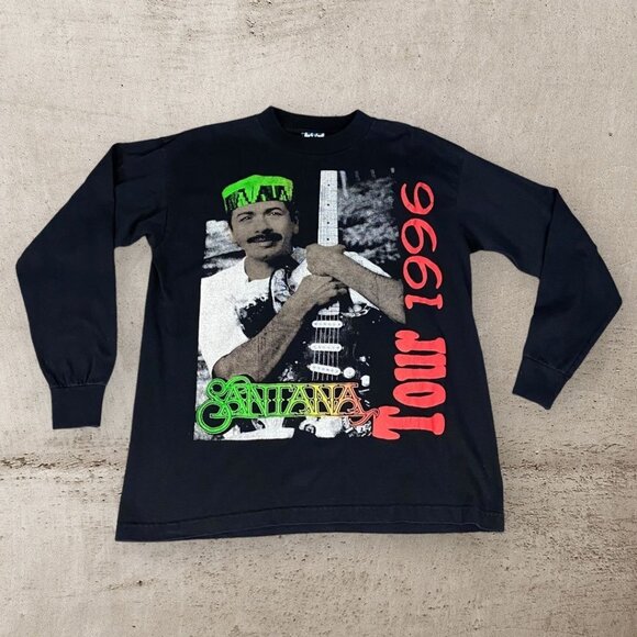 Vintage‎ Carlos Santana Dance Of The Rainbow Serpent 1996 T Shirt Puff Print LS - Picture 1 of 8